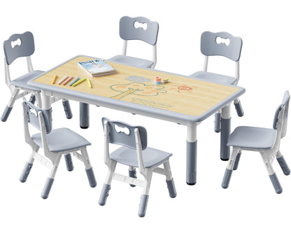 Brelley Height Adjustable Toddler Table and 6 Chairs Set