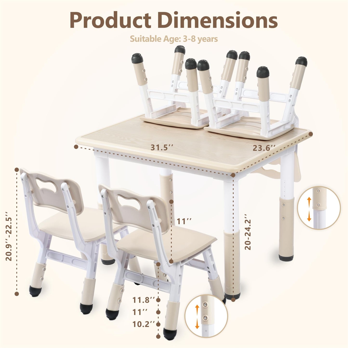 Kinder King Kids Table & 4 Chairs Set