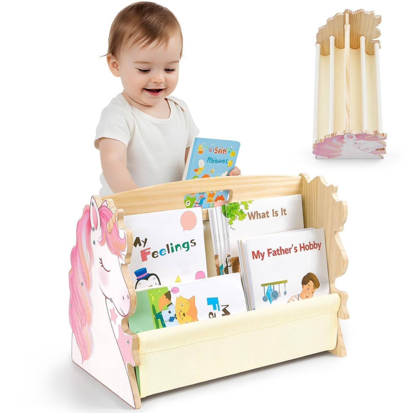 Double-Sided 4-Tier Montessori Kids Bookshelf