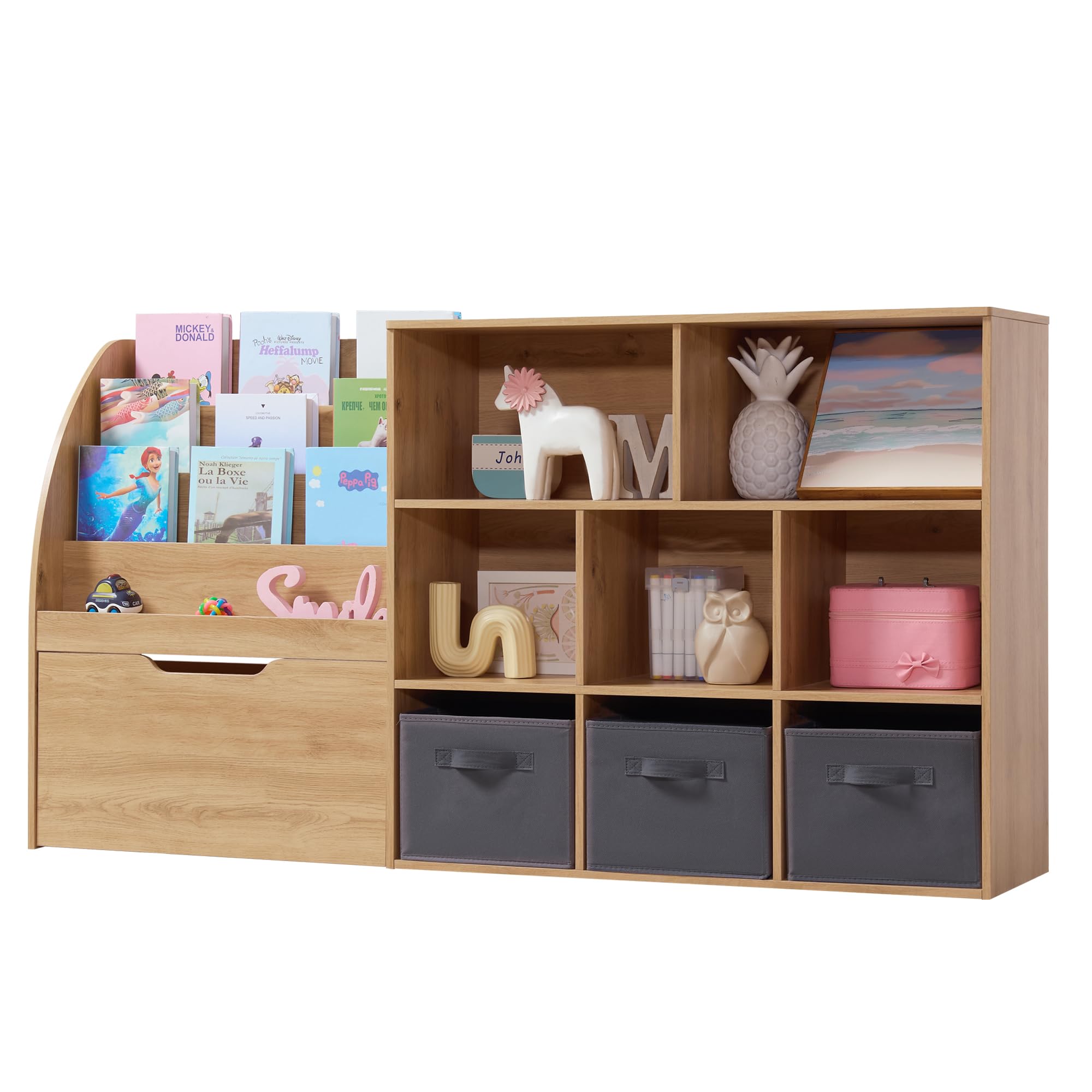 Kids Toy Storage Organizer with Bookshelf Drawers