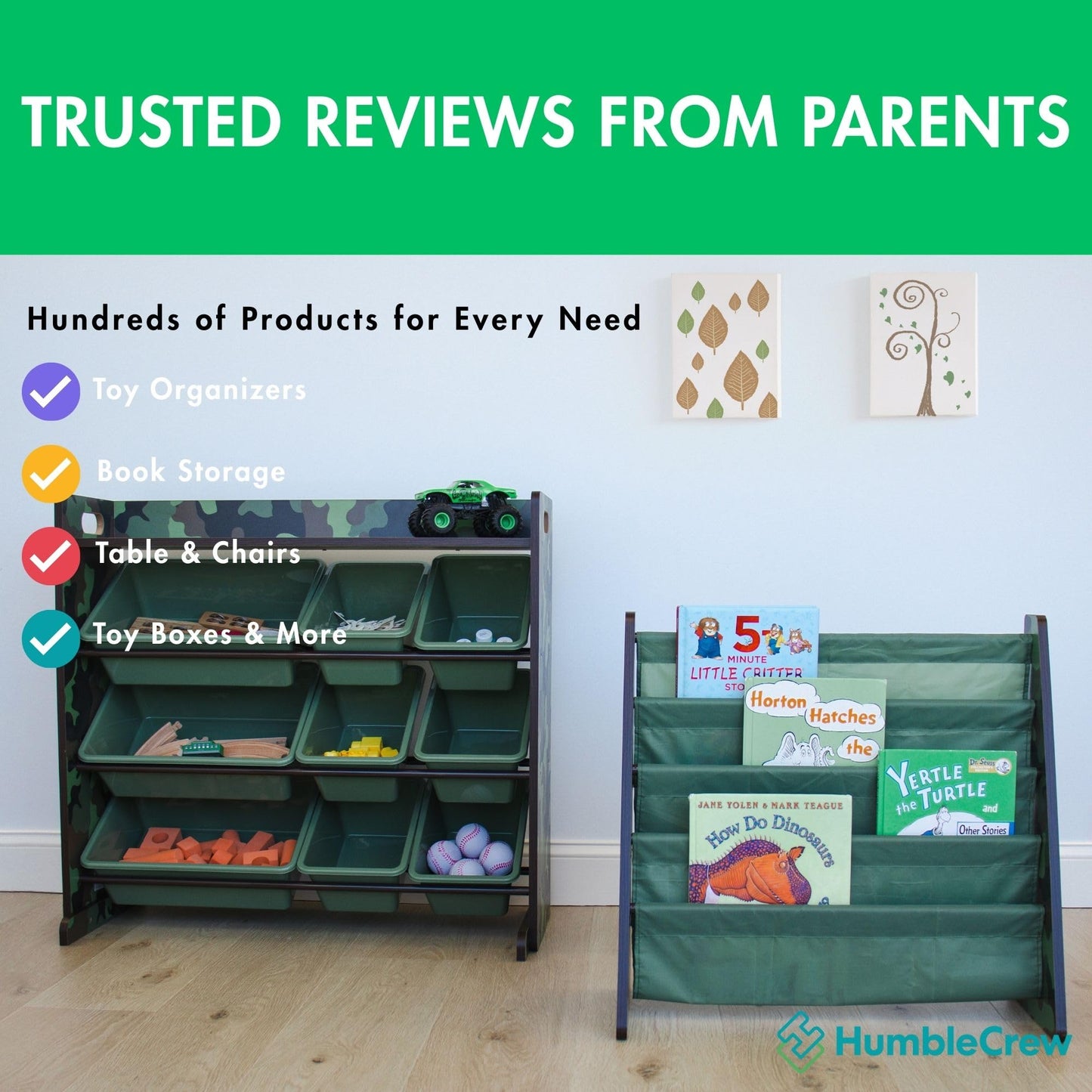 4-Tier Kids Sling Bookshelf Organizer