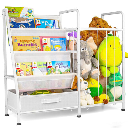 3-Tier Kids Bookshelf with Stuffed Animal Storage