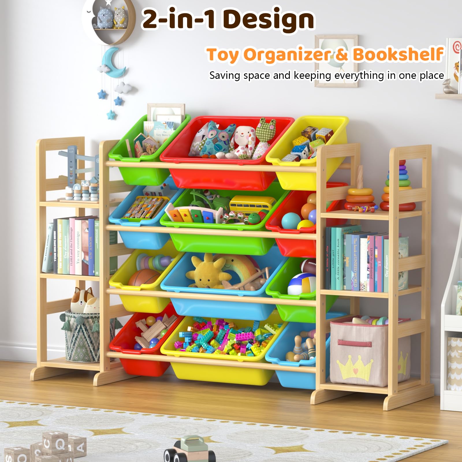 Large Kids Toy Storage Organizer with Shelves & Bins