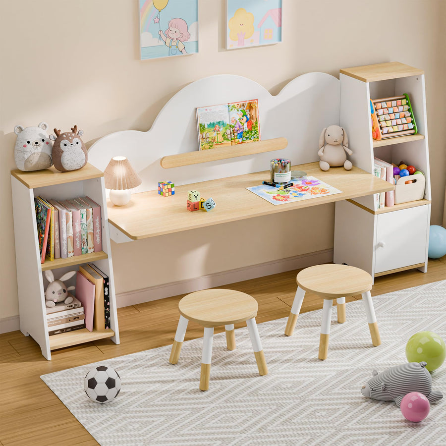 Montessori Kids Desk and Chair Set with Storage