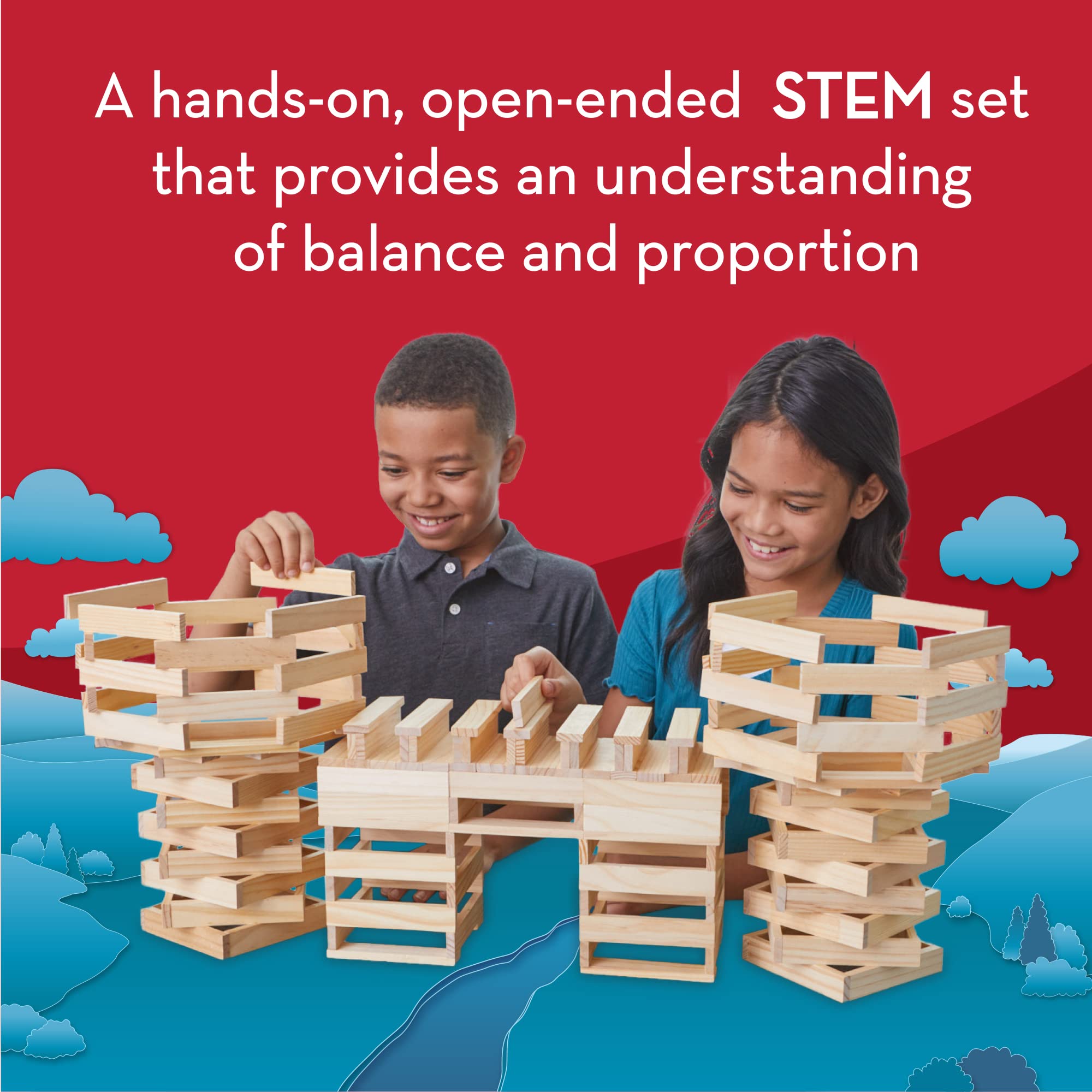 MindWare KEVA Structures 400 Plank Wooden Building Blocks Set - Includes 400 Pine KEVA Planks, Canvas Storage Bag and Full-Color Idea Book