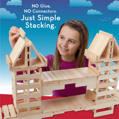400-Piece Wooden Building Planks Set