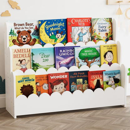 3-Tier Montessori Wooden Bookshelf for Toddlers