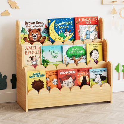 3-Tier Montessori Wooden Bookshelf for Toddlers