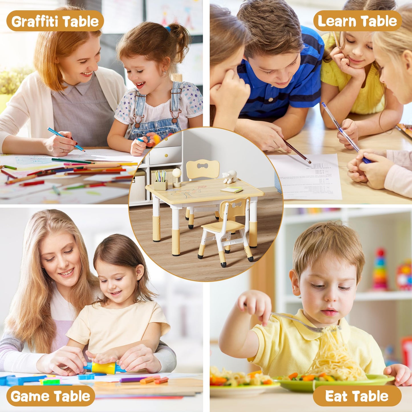 Adjustable Toddler Table and Chair Set
