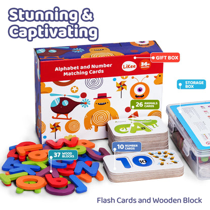 Montessori Alphabet Flash Cards & Wooden Puzzle Toy