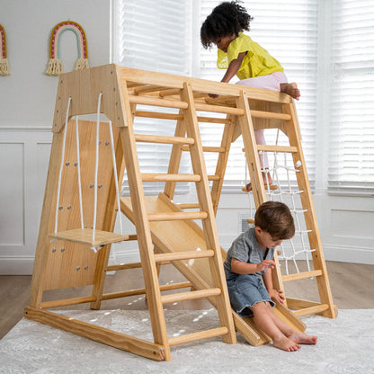 6-in-1 Wooden Indoor Playground Climber for Kids