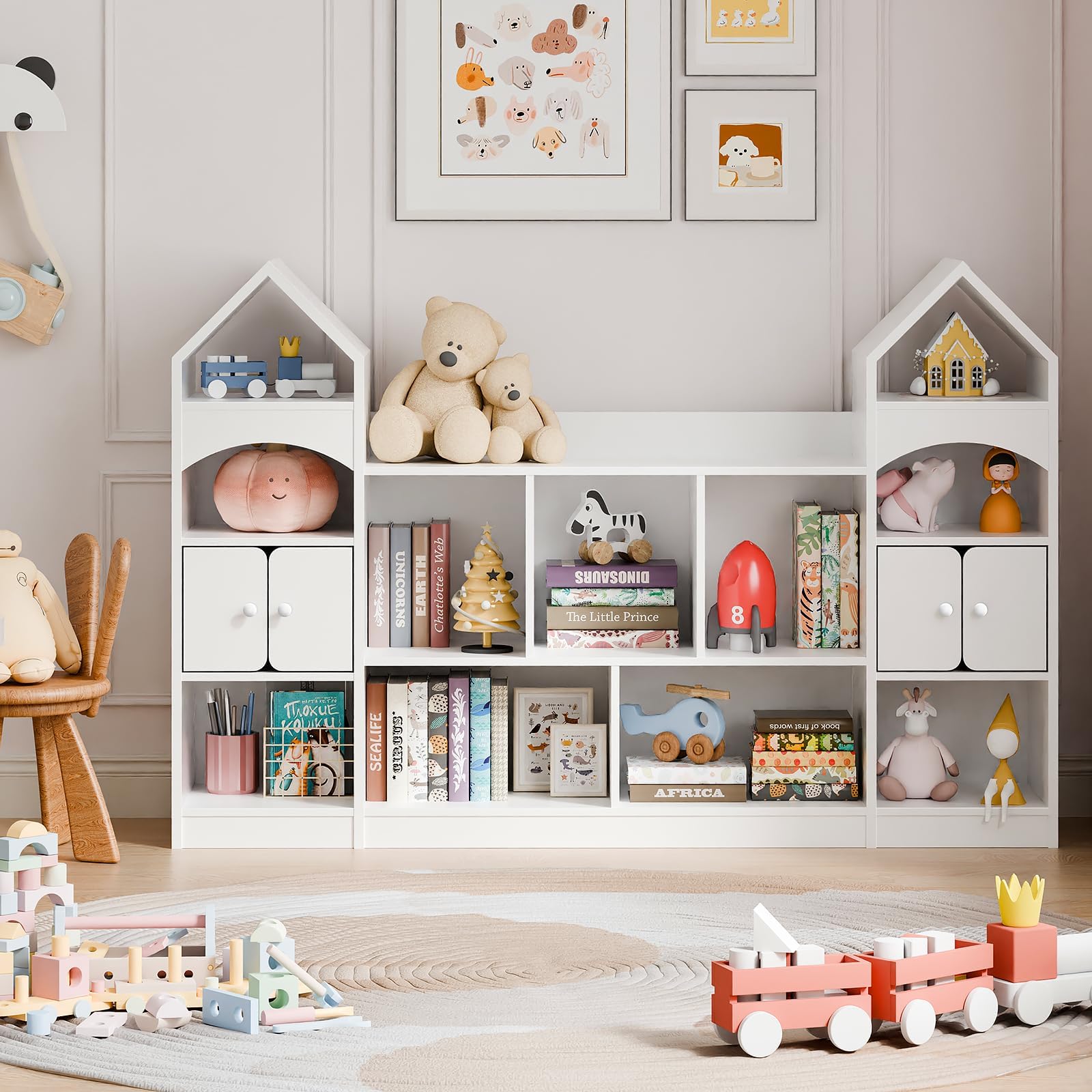 Castle Shape Kids Bookshelf & Toy Storage Organizer