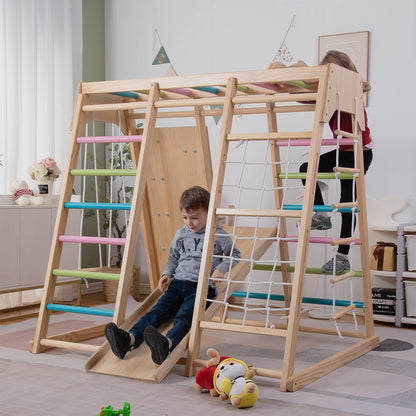 6-in-1 Wooden Indoor Playground Climber for Kids