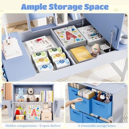 3-in-1 Kids Art Table and Easel Set