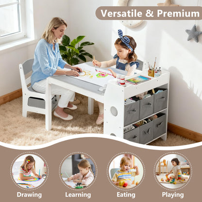 Kids Activity Table and Chair Set with Storage Bins