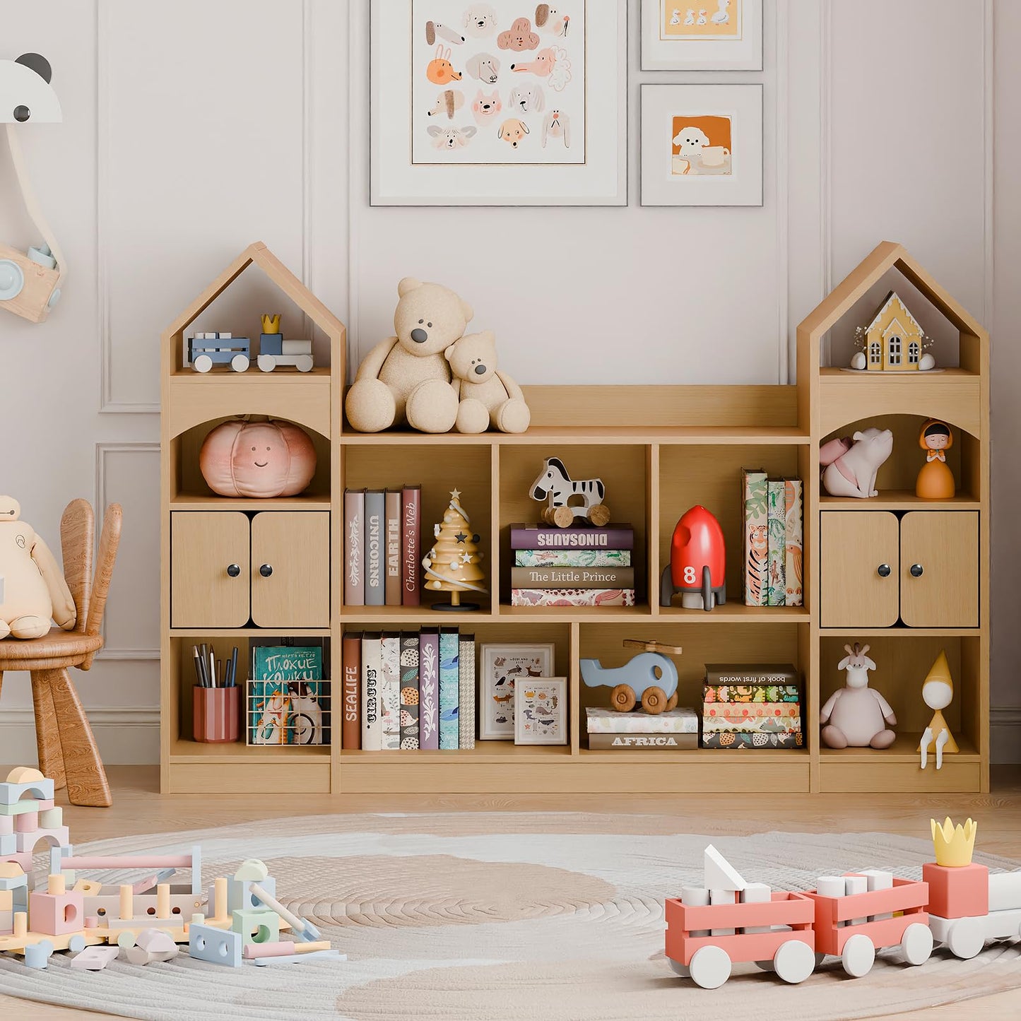Castle Shape Kids Bookshelf & Toy Storage Organizer