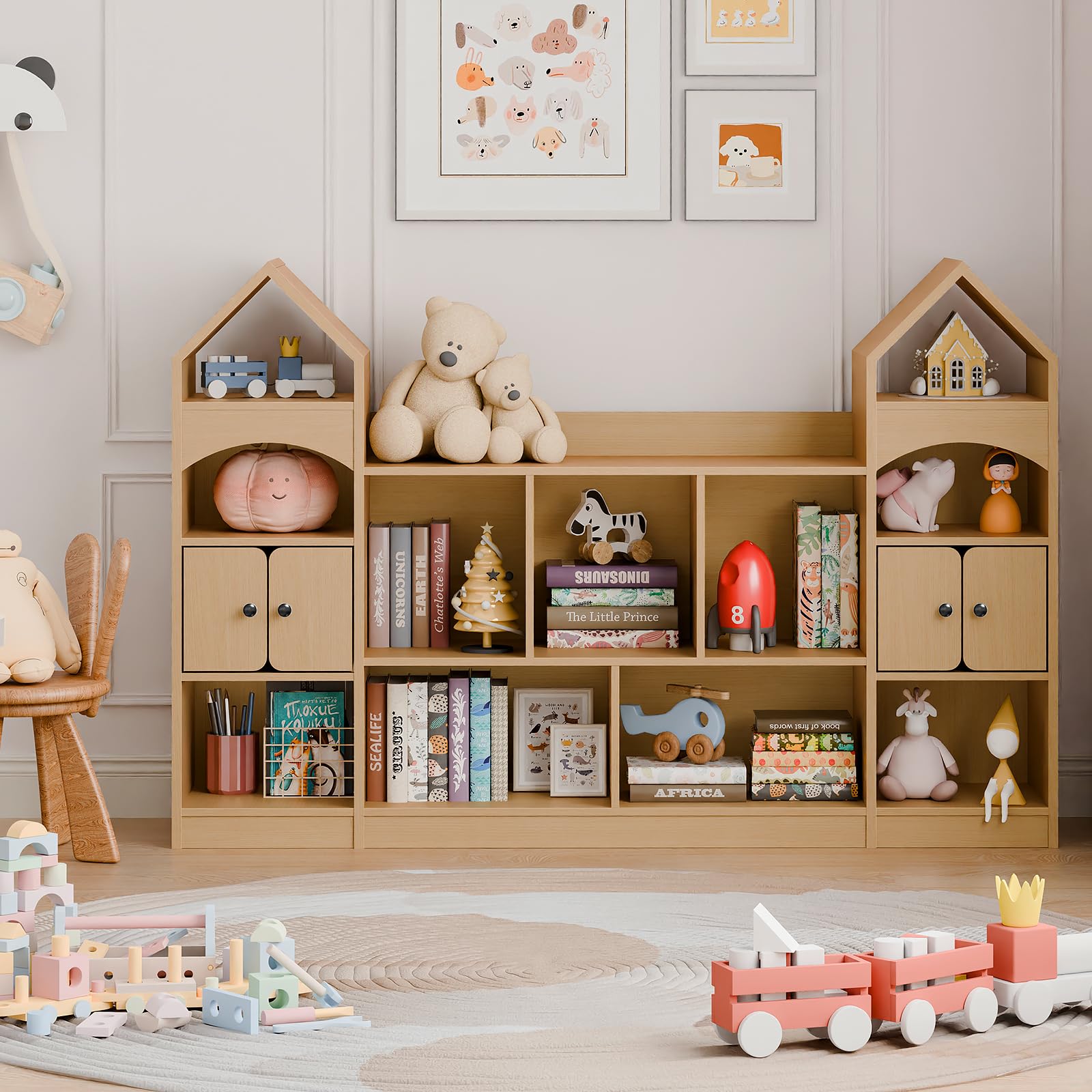 Castle Shape Kids Bookshelf & Toy Storage Organizer