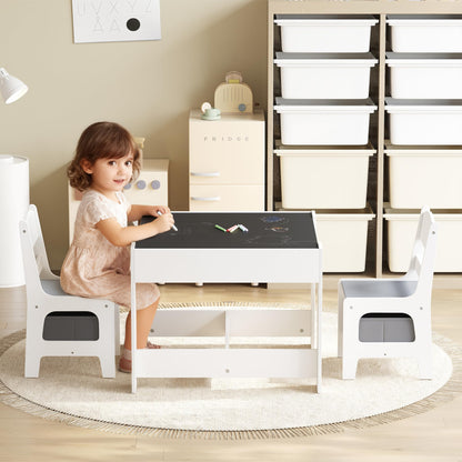 Kinder King 4 in 1 Kids Wood Table & 2 Chairs Set