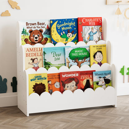 3-Tier Montessori Wooden Bookshelf for Toddlers