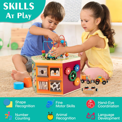 WOODMAM Wooden Activity Cube Toy