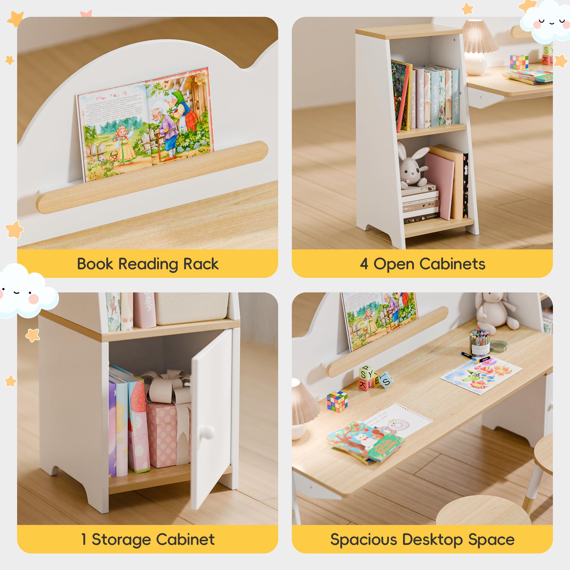 Montessori Kids Desk and Chair Set with Storage
