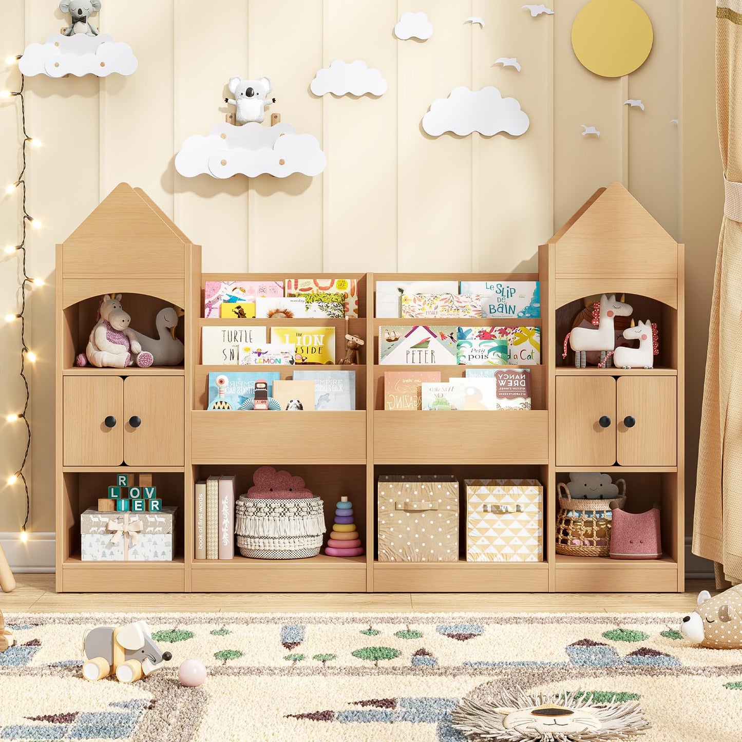 Castle Shape Kids Bookshelf & Toy Storage Organizer