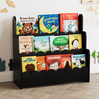 3-Tier Montessori Wooden Bookshelf for Toddlers