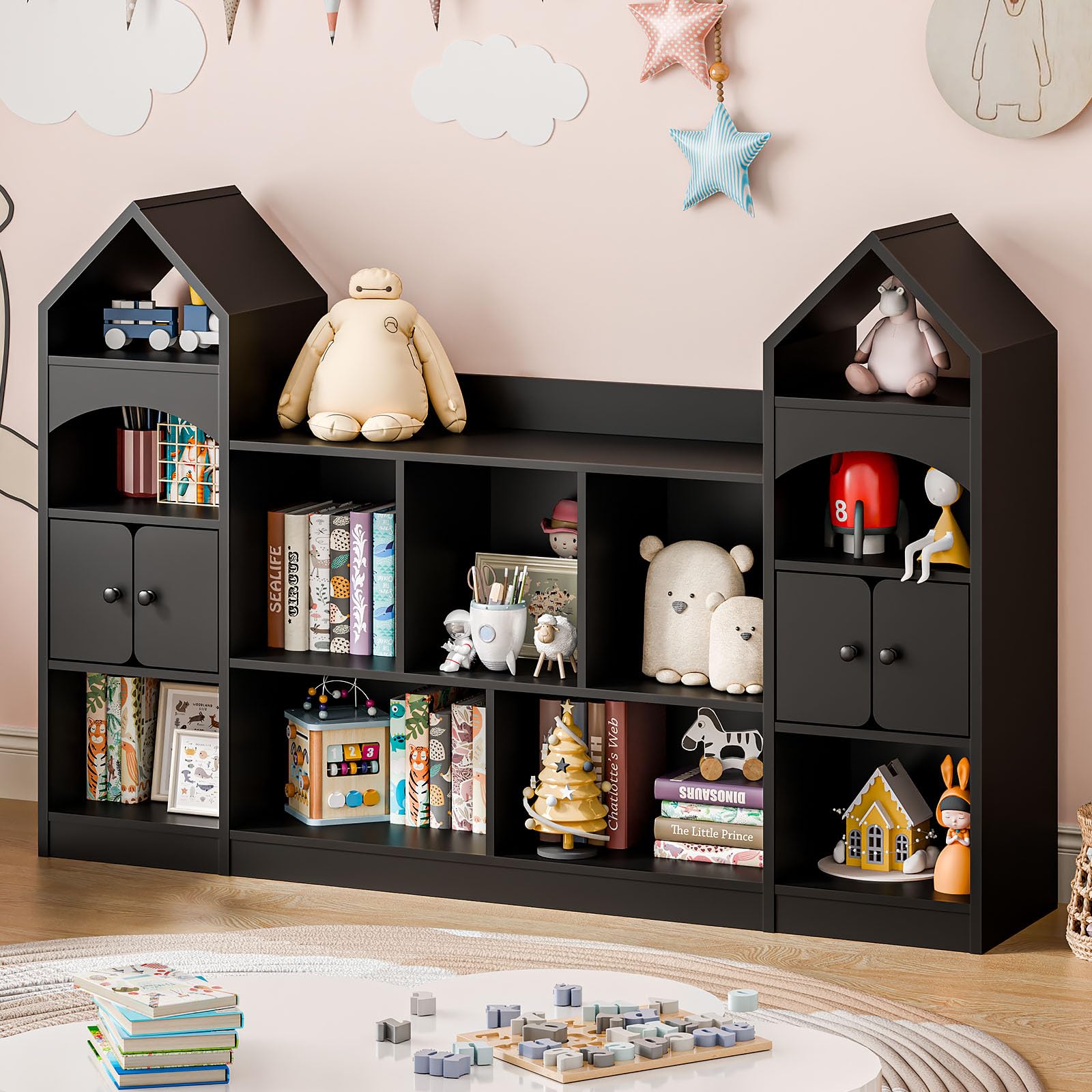 Castle Shape Kids Bookshelf & Toy Storage Organizer