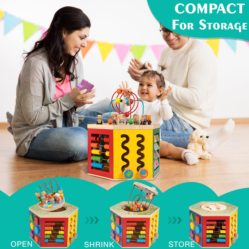 WOODMAM Wooden Activity Cube Toy
