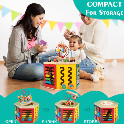 WOODMAM Wooden Activity Cube Toy
