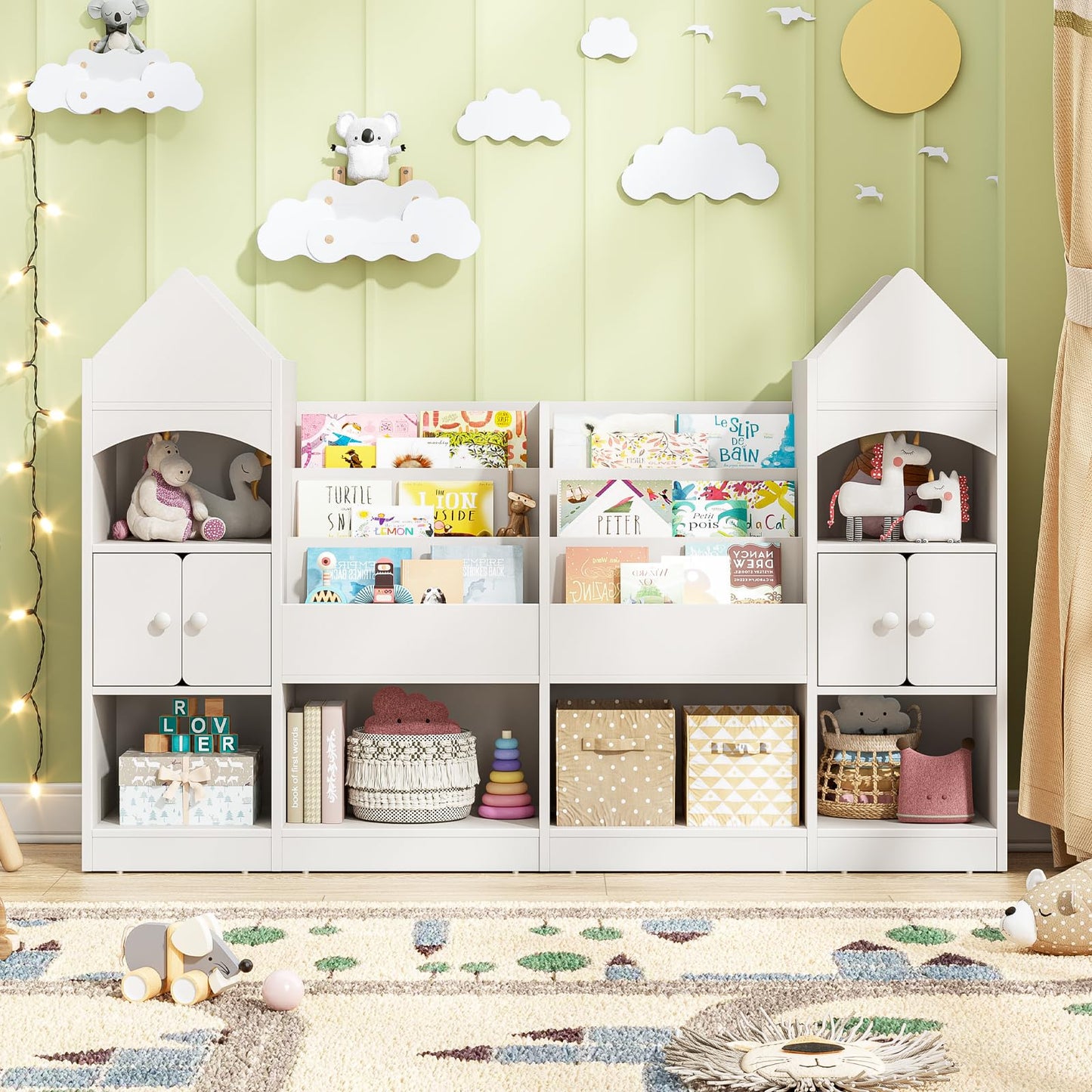 Castle Shape Kids Bookshelf & Toy Storage Organizer