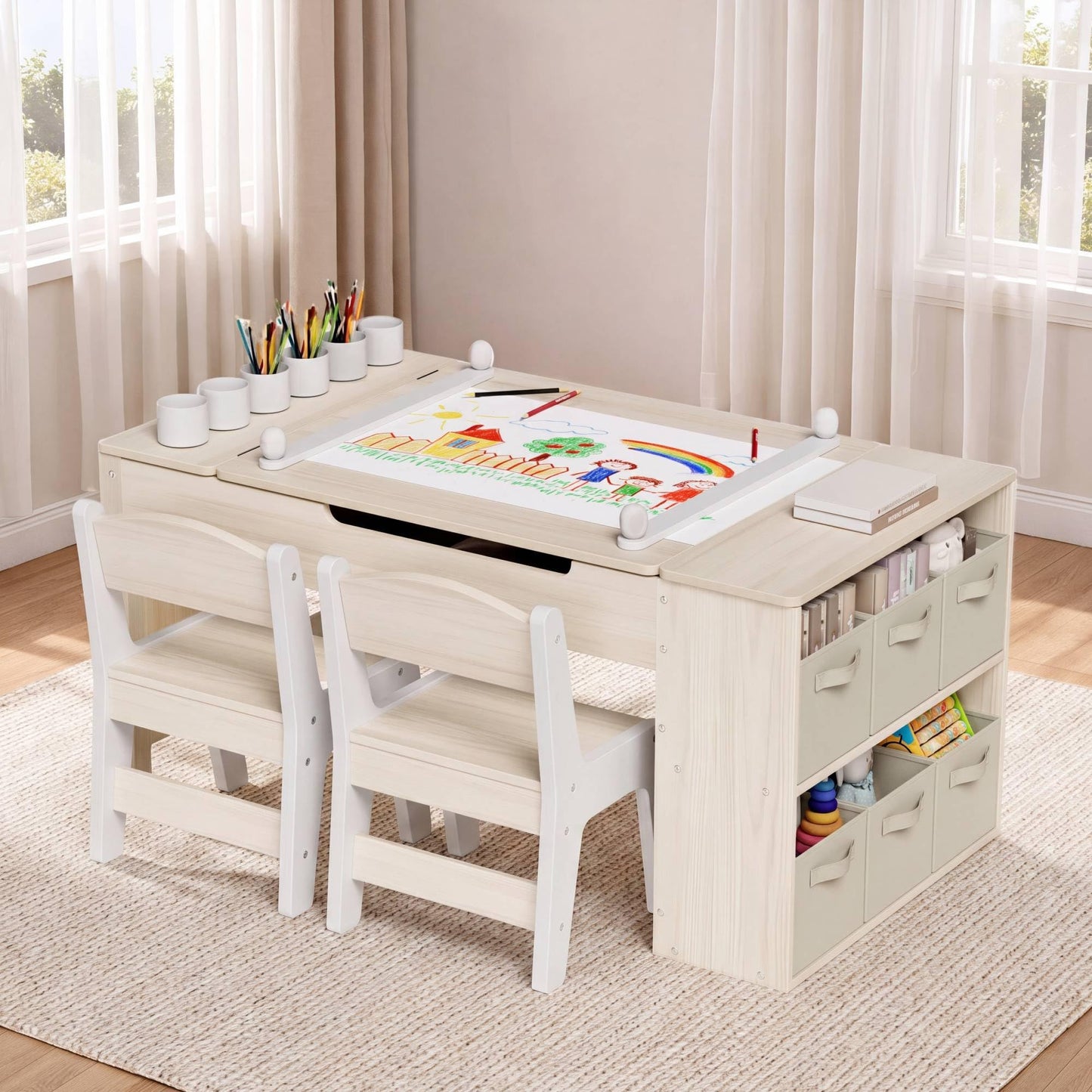 3-in-1 Kids Art Table and Easel Set