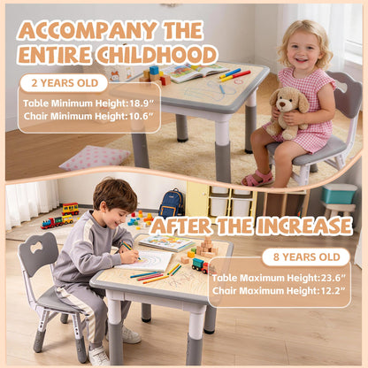 Height Adjustable Kids Table and Chairs Set