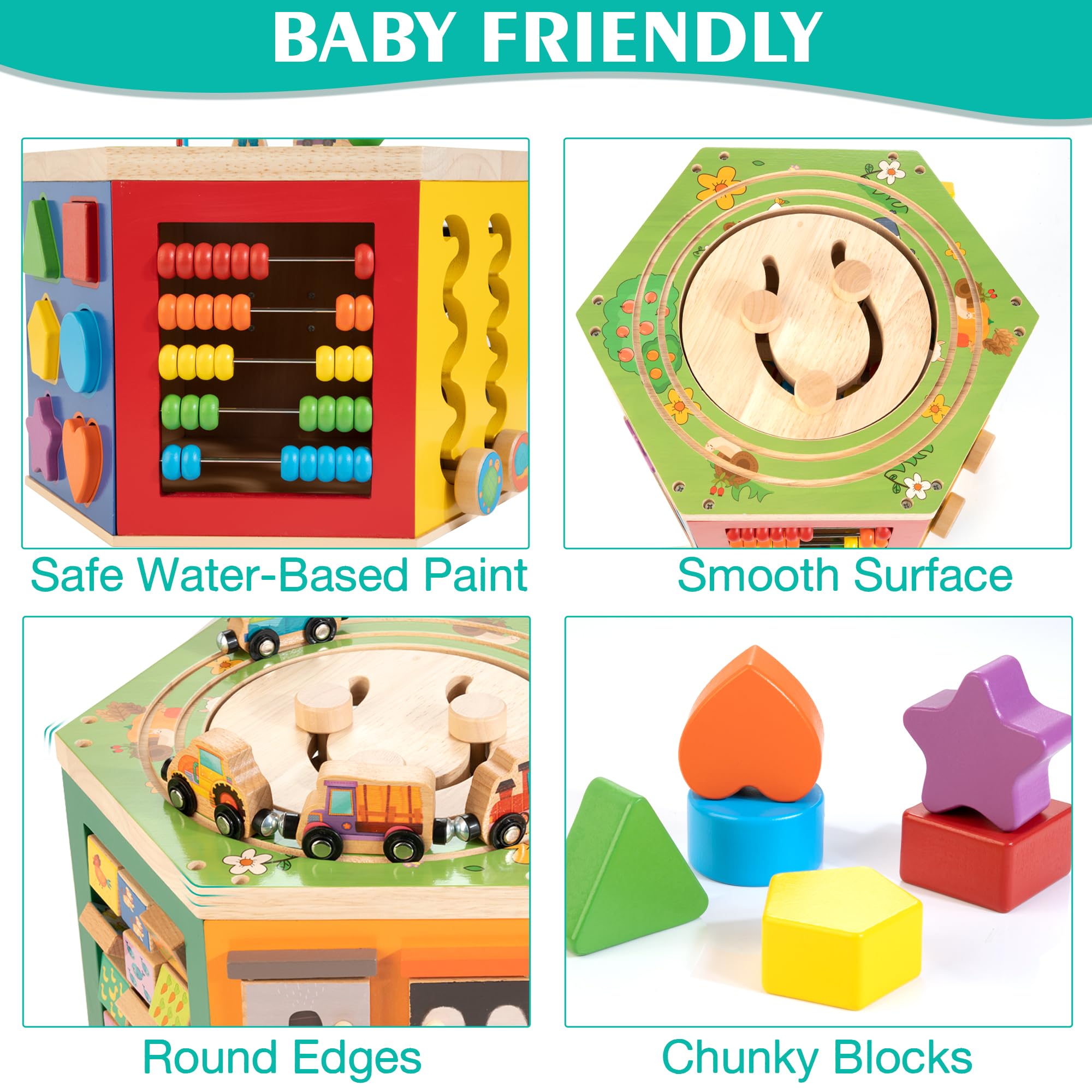WOODMAM Wooden Activity Cube Toy