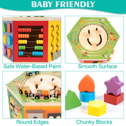 WOODMAM Wooden Activity Cube Toy