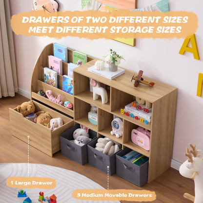 Kids Toy Storage Organizer with Bookshelf Drawers