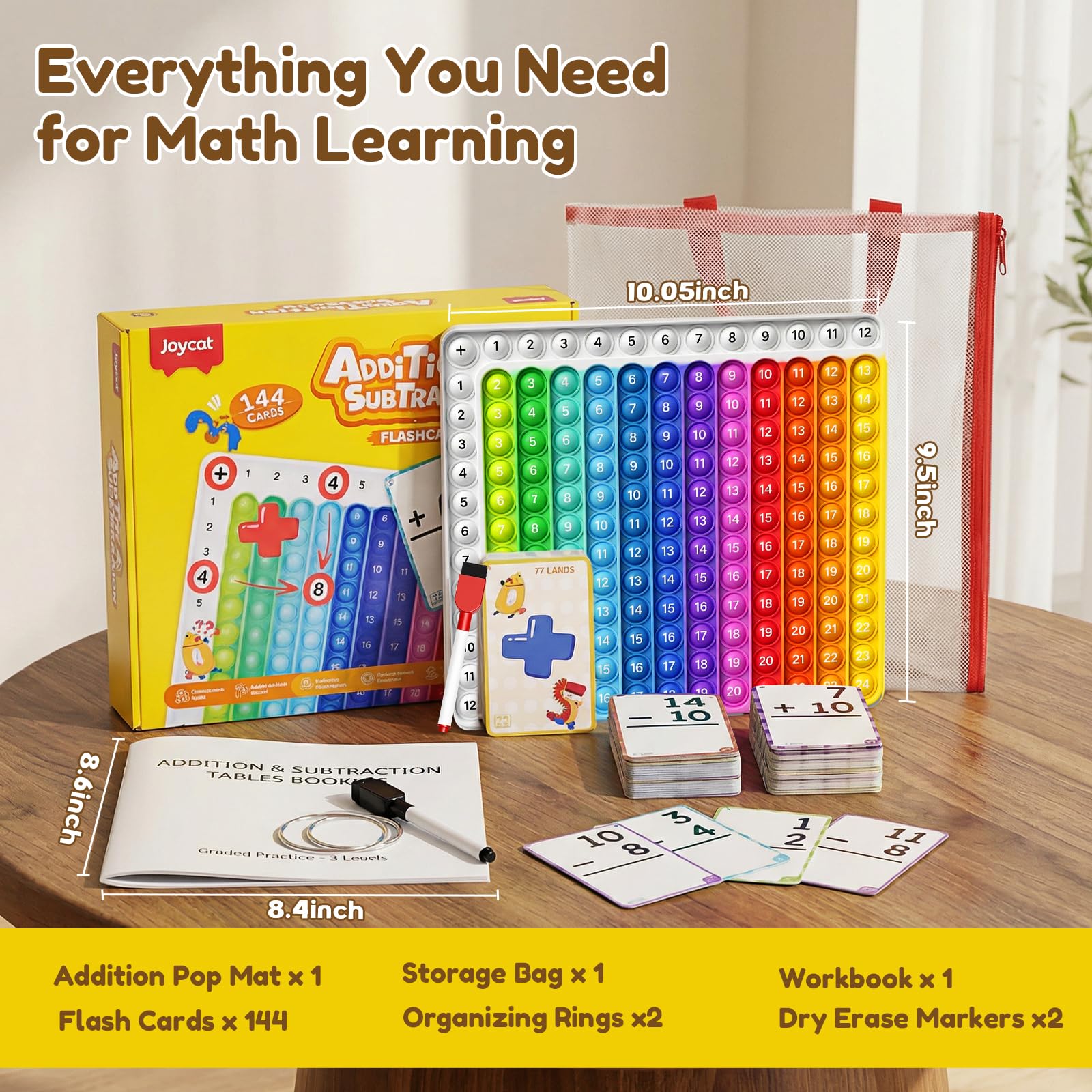 Math Flash Cards with Fidget Learning Chart