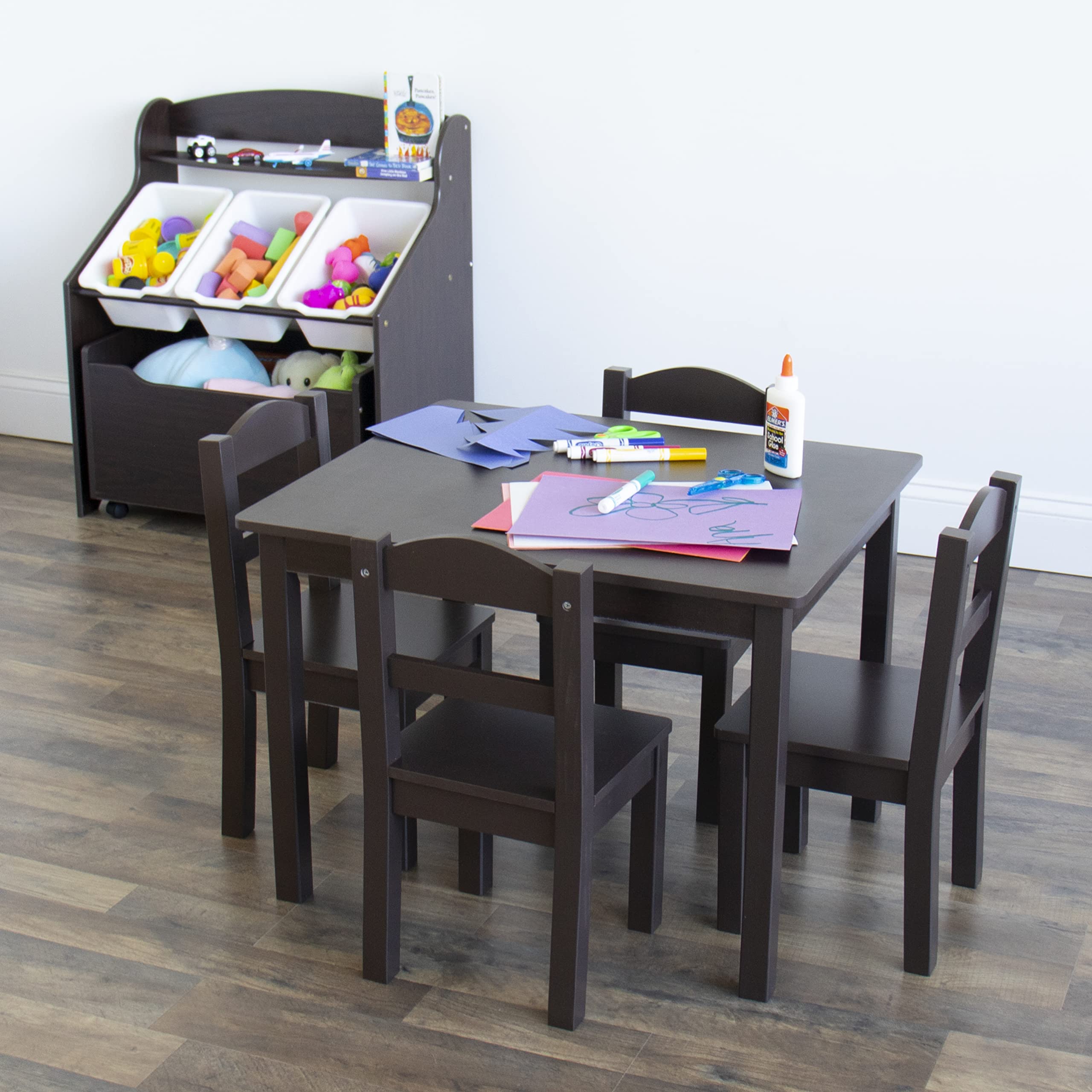 Humble Crew Kids Wood Table & 4 Chairs Set, Toddler