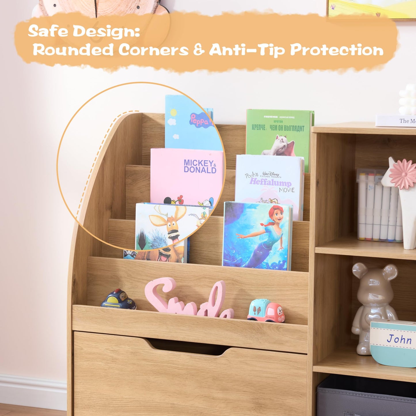 Kids Toy Storage Organizer with Bookshelf Drawers