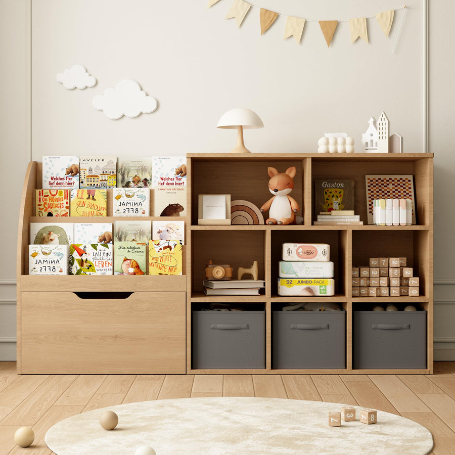 Kids Toy Storage Organizer with Bookshelf Drawers