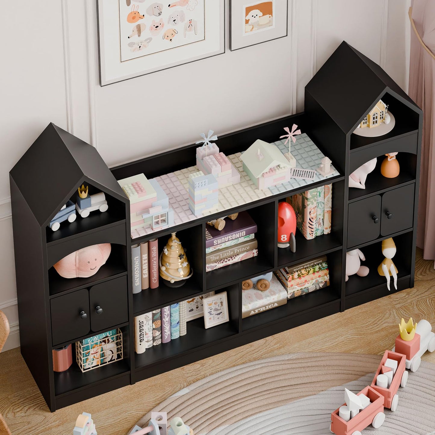 Castle Shape Kids Bookshelf & Toy Storage Organizer