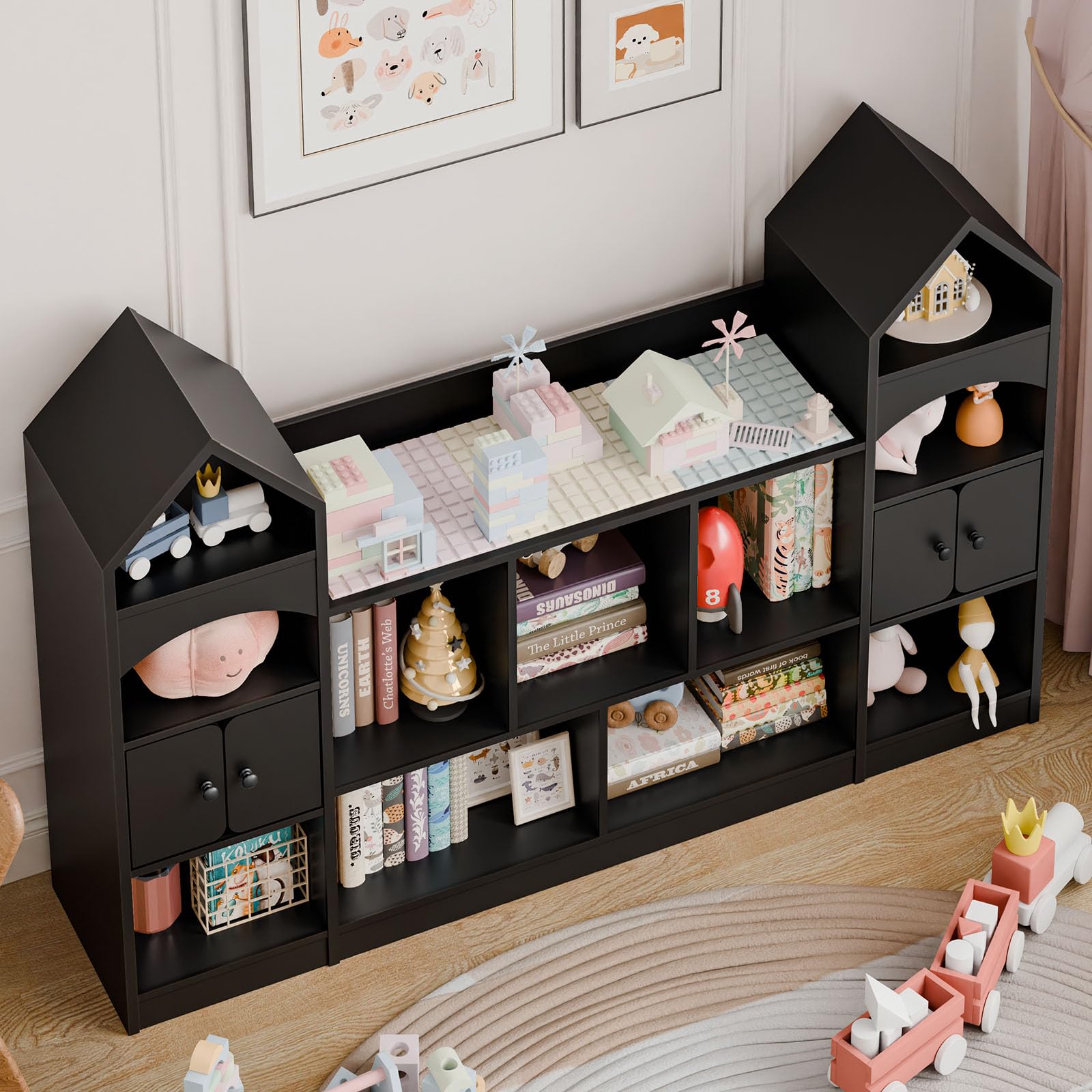 Castle Shape Kids Bookshelf & Toy Storage Organizer