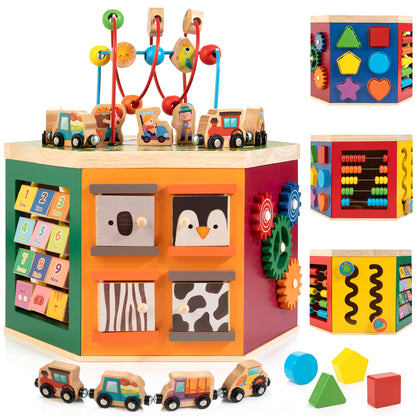 WOODMAM Wooden Activity Cube Toy