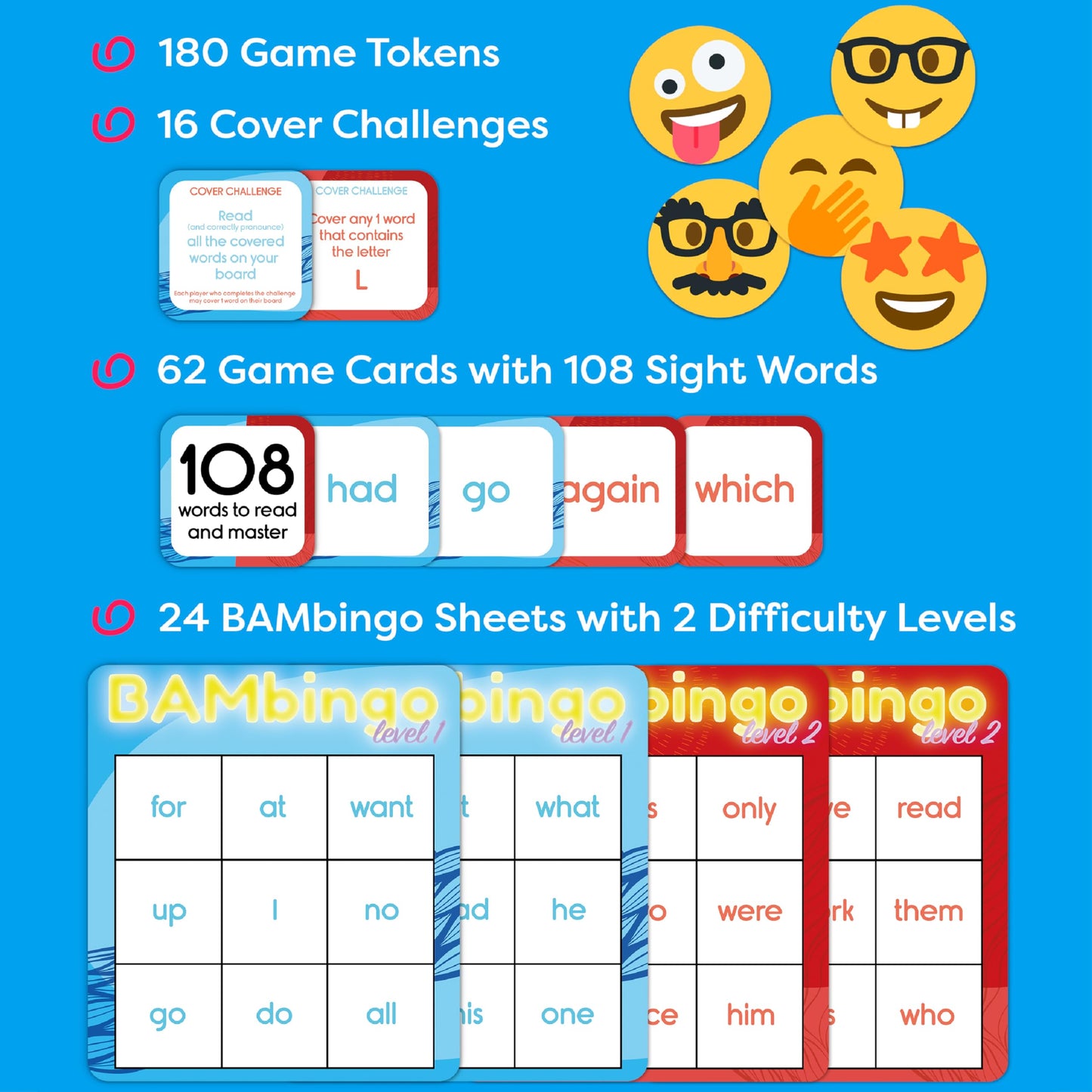 Sight Word Bingo Learning Game for Kids