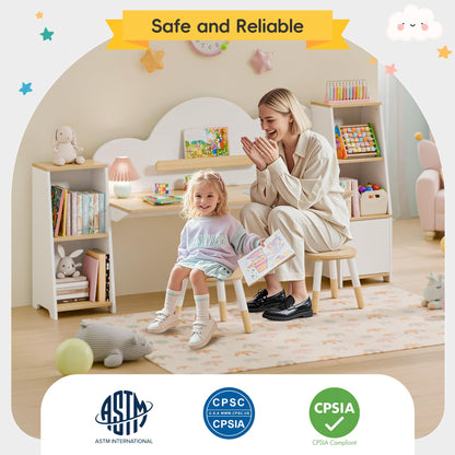 Montessori Kids Desk and Chair Set with Storage