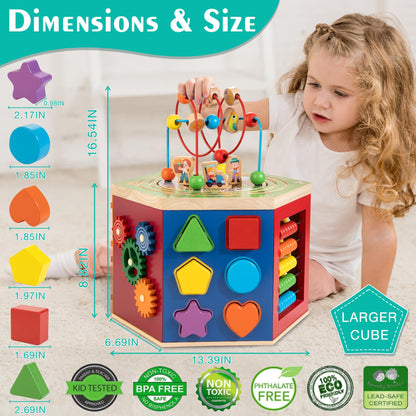 WOODMAM Wooden Activity Cube Toy