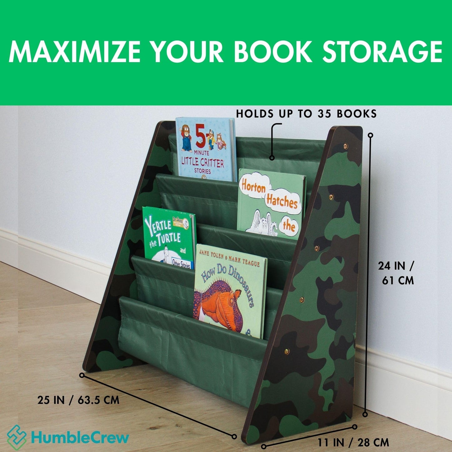 4-Tier Kids Sling Bookshelf Organizer