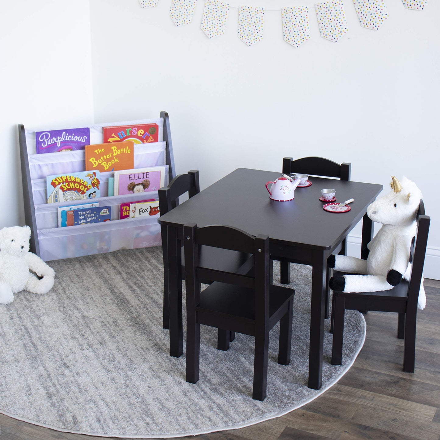 Humble Crew Kids Wood Table & 4 Chairs Set, Toddler