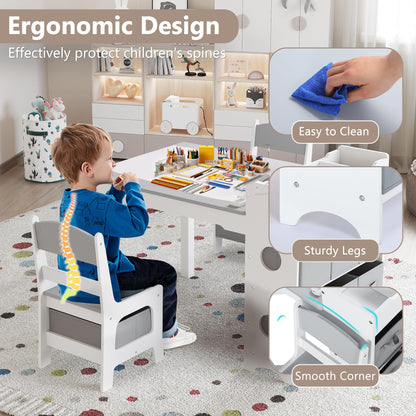 Kids Activity Table and Chair Set with Storage Bins
