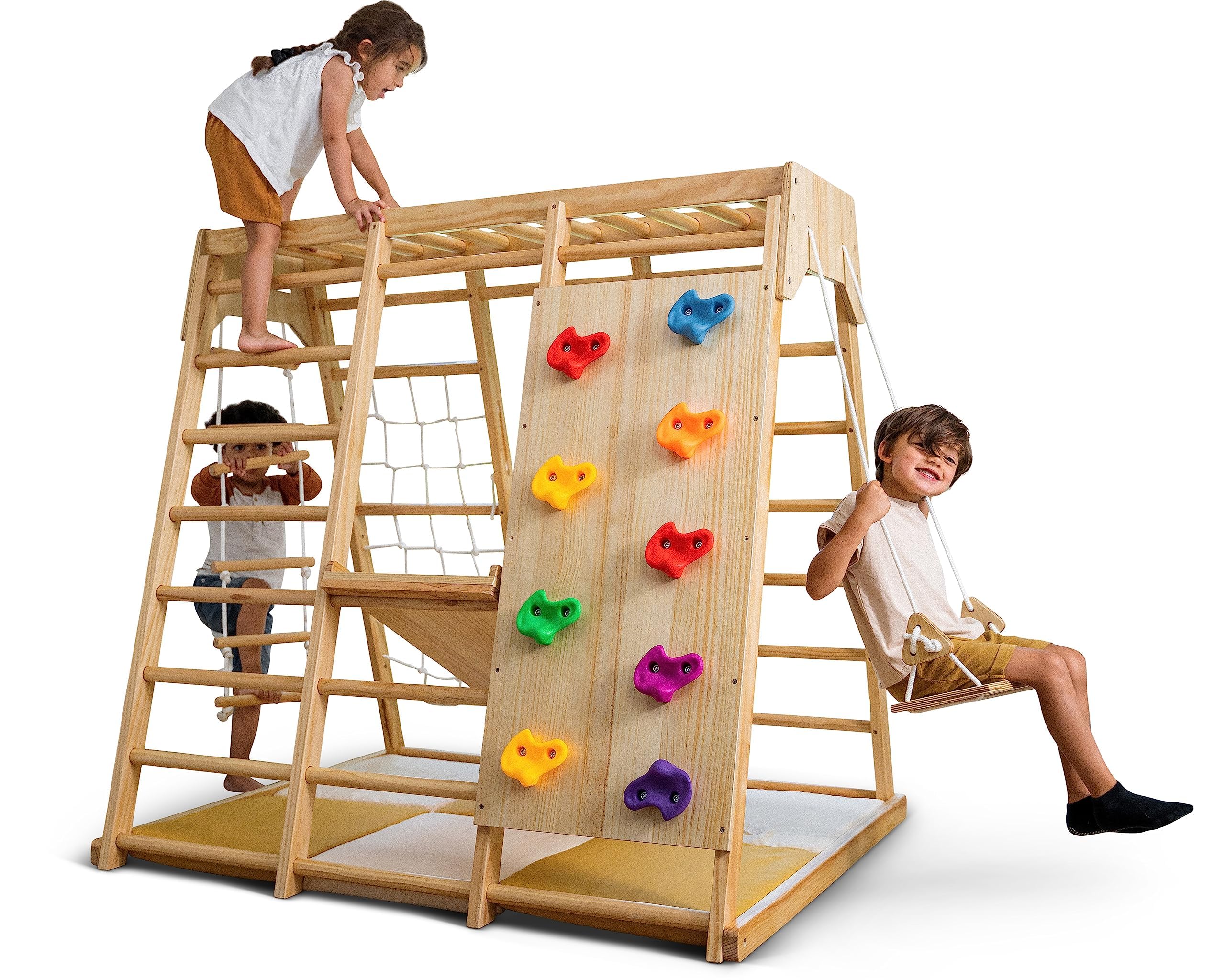6-in-1 Wooden Indoor Playground Climber for Kids